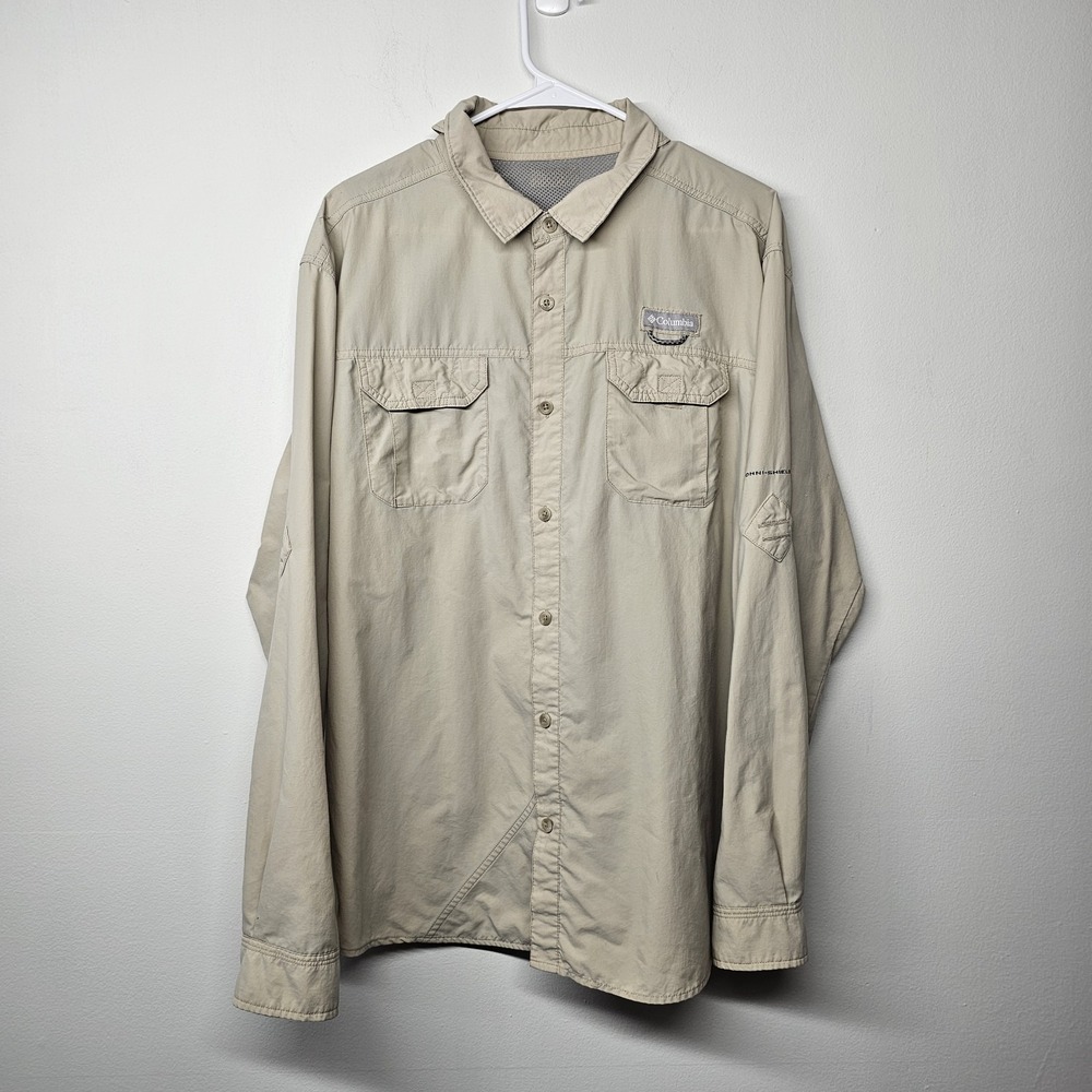 Columbia PFG Tactical Fishing Shirt Outdoors Vent Pockets Long Sleeve Mens Large